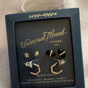 Universal Thread Black and Gold Hexagon Earrings